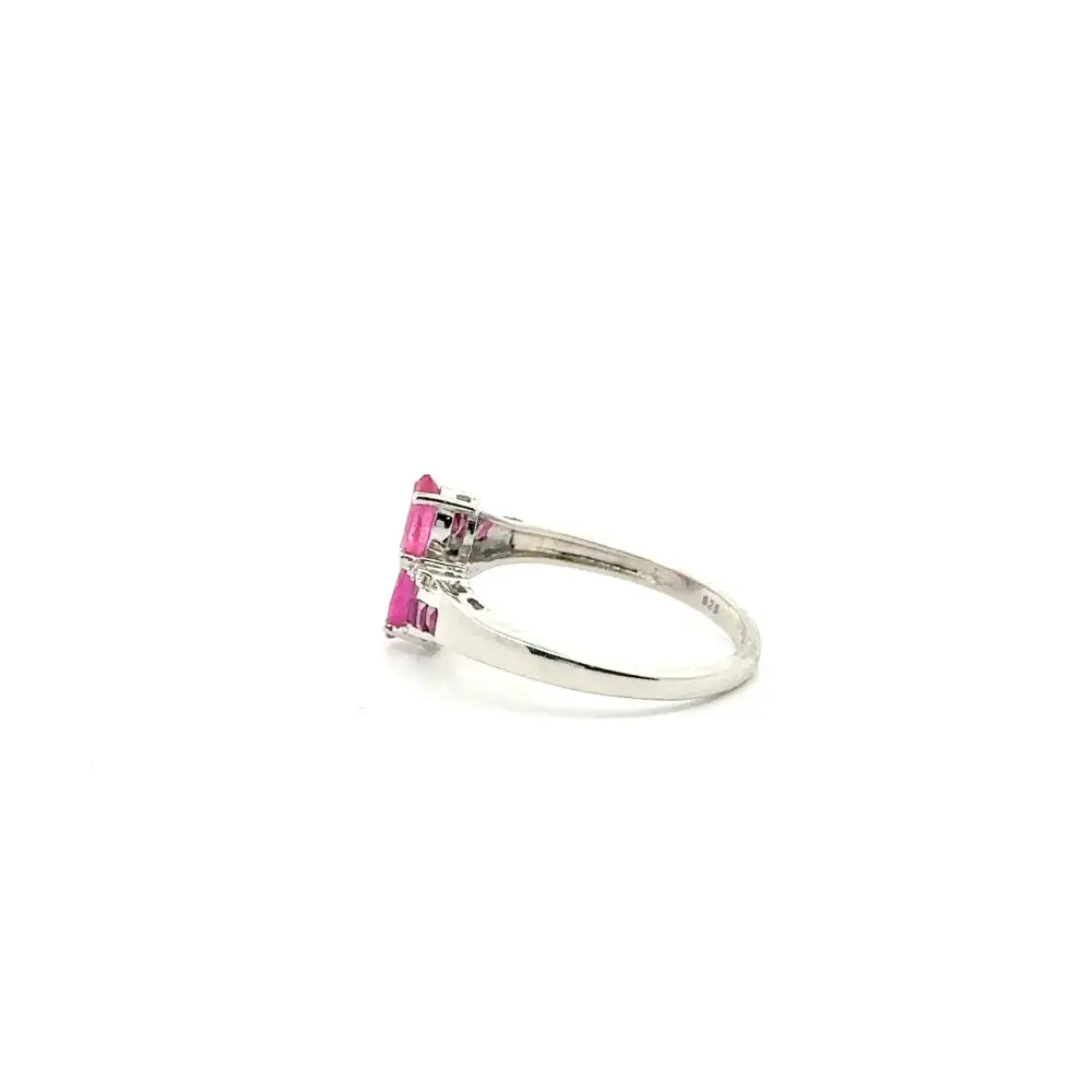 High Quality Natural Ruby & American Diamond Simple Ring Set In 925 Sterling Silver Fine Jewelry