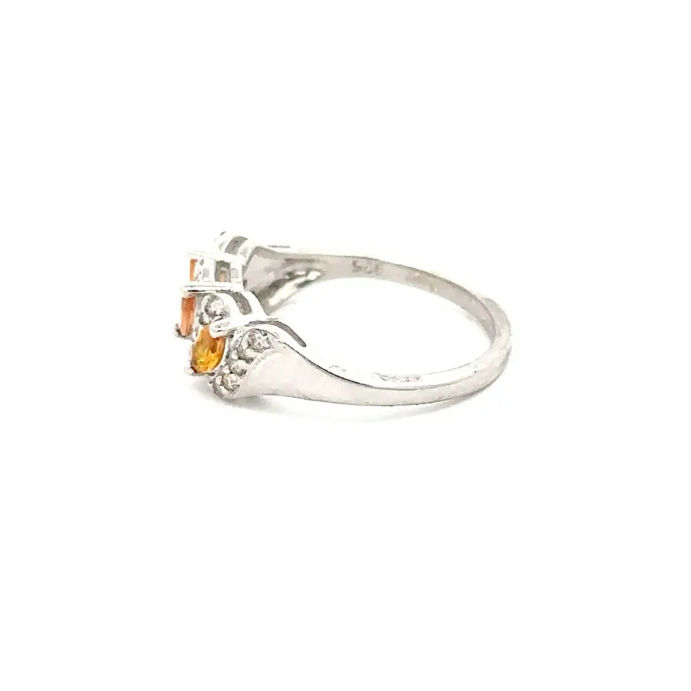 New Trendy Products Fine Multi Gemstone & American Diamond Three Stone Ring Pure 925 Sterling Silver