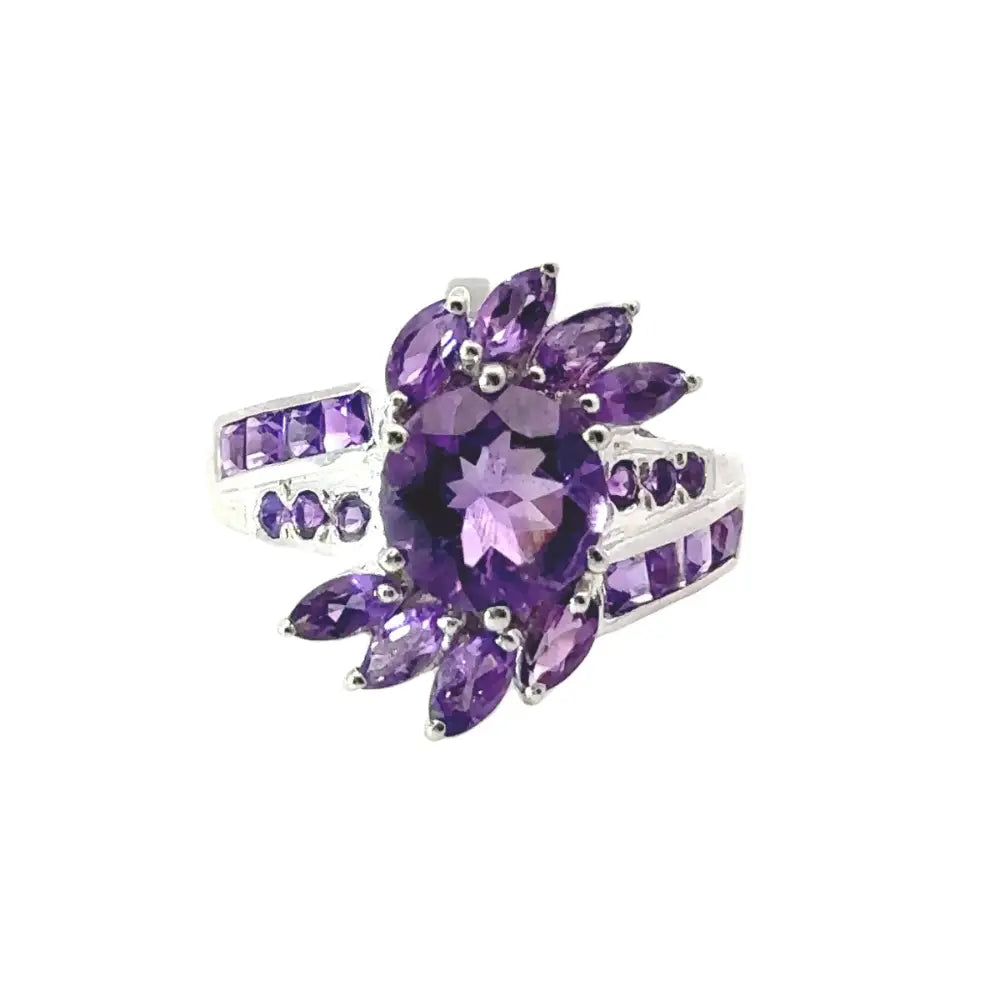 Delicate Modern Design Real Amethyst Febuary Birthstone Ring For Men Unique Jewelry