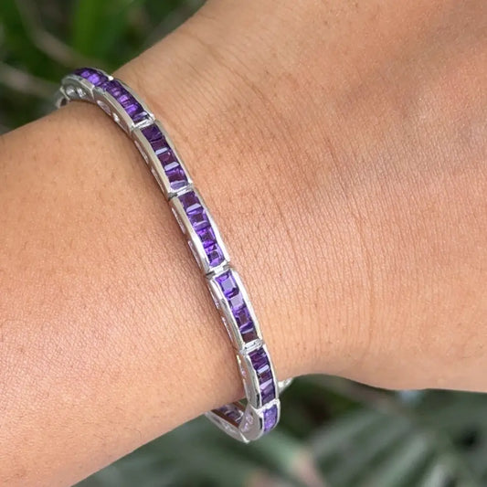 Modern Design Real Amethyst Tennis Bracelet For Daily Wear Factory Price Jewelry