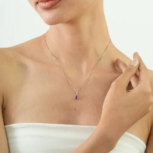 Simple Design 925 Sterling Silver Natural Ruby July Birthstone Pendant Jewelry For Women's