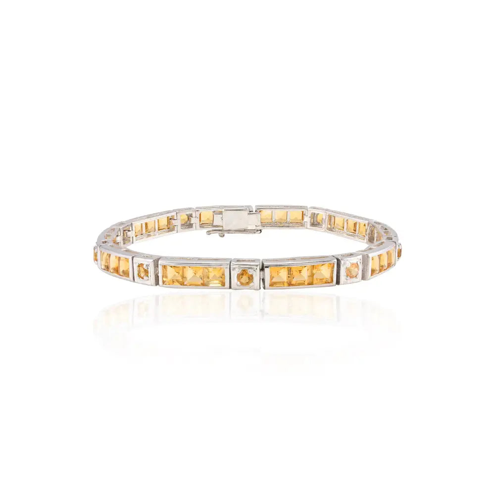 Party Wear Square & Round Shape Genuine Citrine Bracelet For Unisex New Jewelry Collection