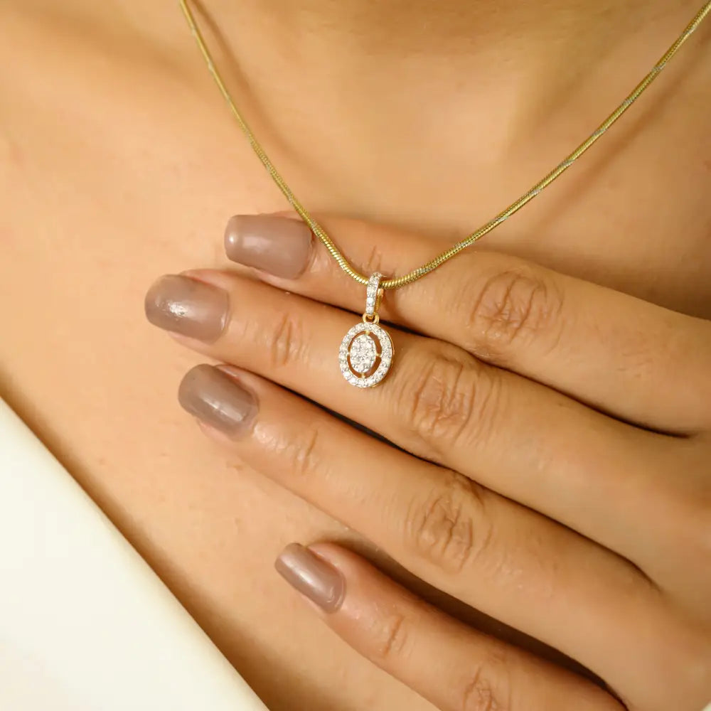 Dainty Handmade Natural Diamond Minimal Halo Pendant Everyday Jewelry 18K Yellow Gold