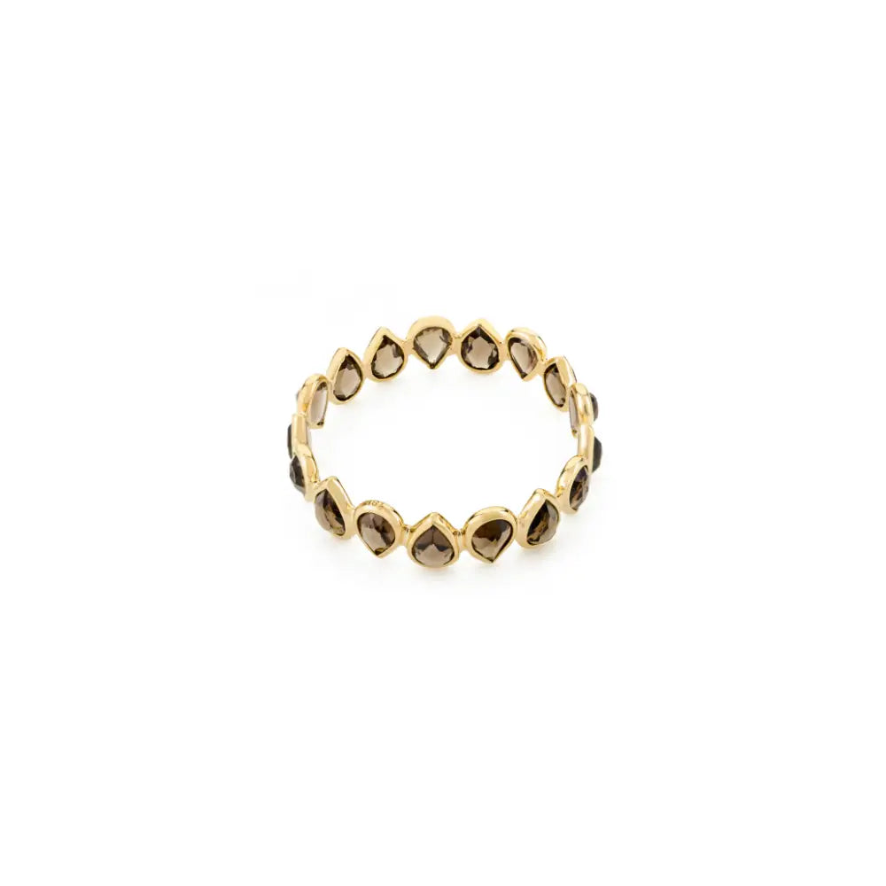 Pear Cut Smoky Topaz Classic Full Eternity Band Ring Fine 18K Gold Custom Gemstone Jewelry