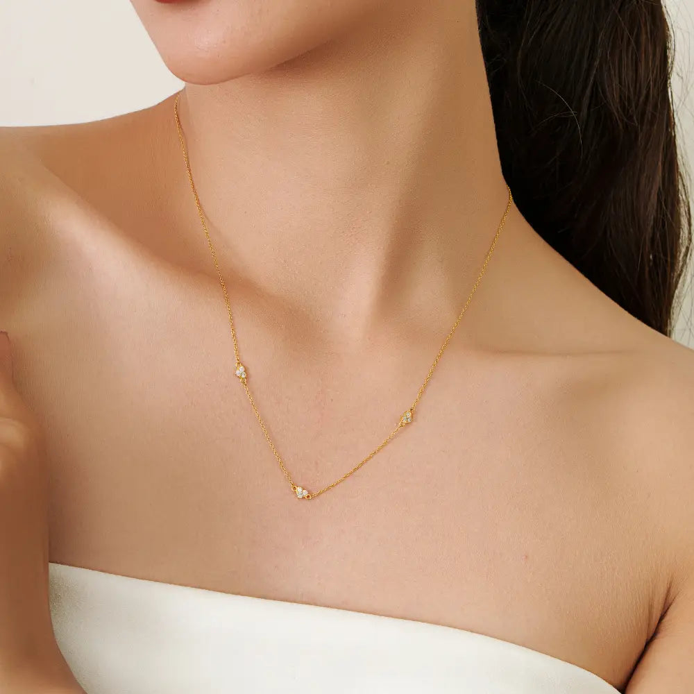 Dainty Fine Real Diamond 14K Yellow Gold Minimalist Heart Shape Necklace Delicate Jewelry