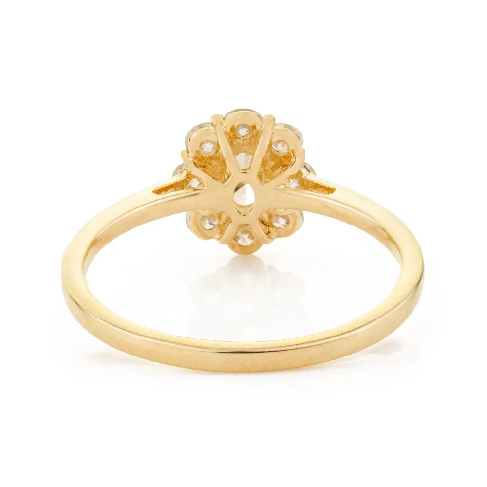 Real 14K Yellow Gold Diamond Cluster Ring Trending Engagement Proposal Jewelry Wholesale