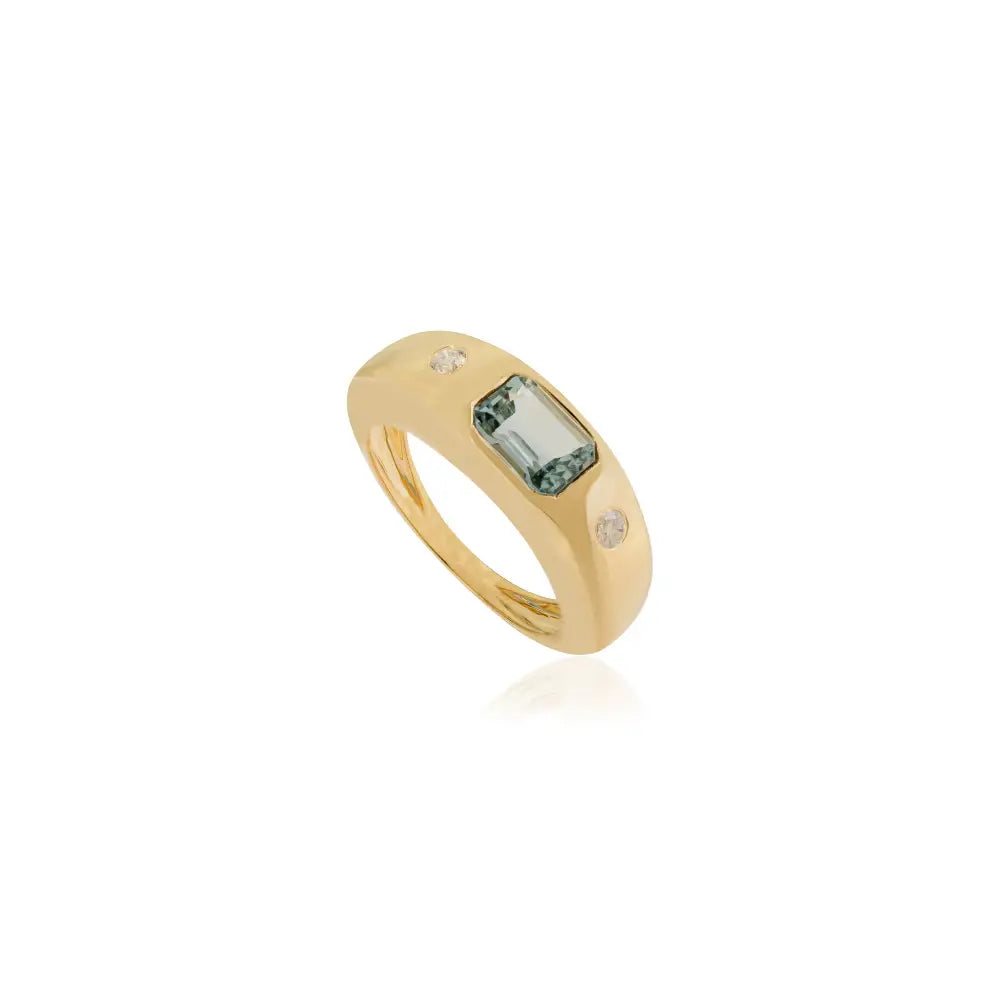 March Birthstone Aquamarine & Diamond Chunky Signet Ring 18K Gold Wedding Jewelry