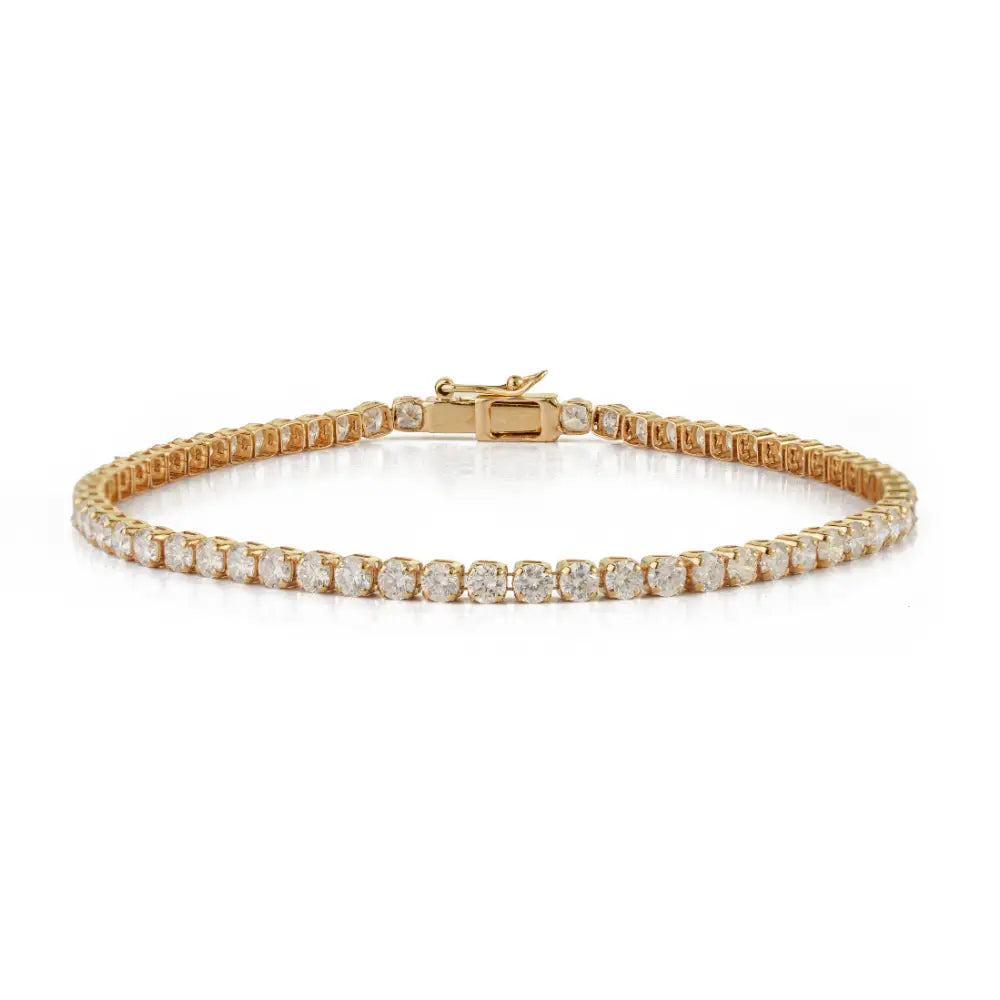 Trending Design Round Cut Natural Diamond Sleek Stackable Bracelet K14 Solid Yellow Gold
