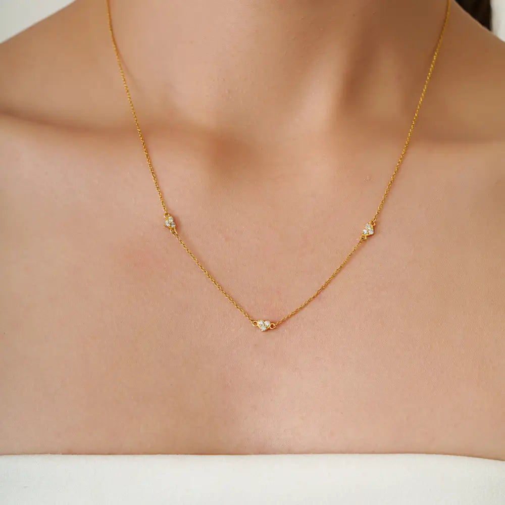Dainty Fine Real Diamond 14K Yellow Gold Minimalist Heart Shape Necklace Delicate Jewelry