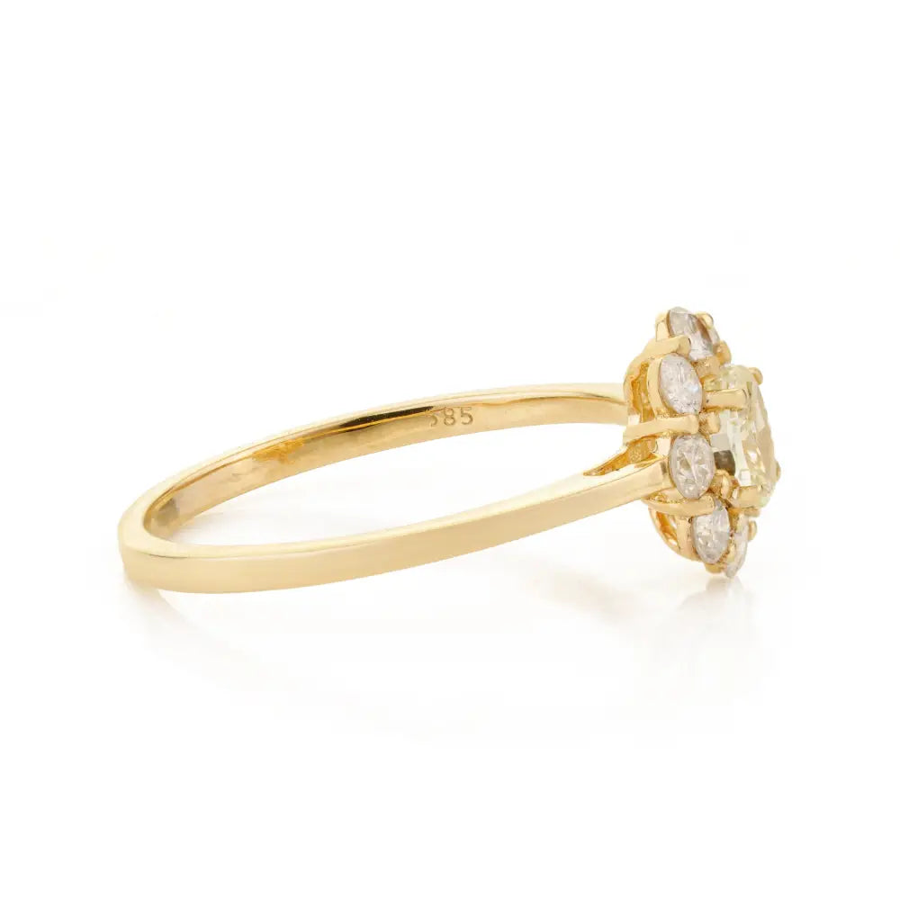 Real 14K Yellow Gold Diamond Cluster Ring Trending Engagement Proposal Jewelry Wholesale