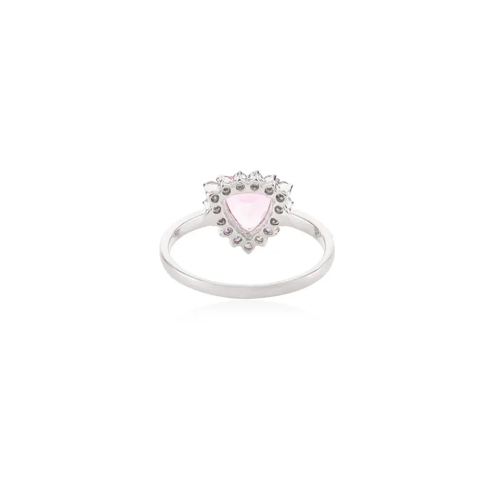 New Arrival 14K Solid White Gold Trillion Shape Pink Sapphire & Diamond Ring