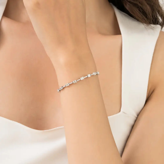 Customized Design Natural Diamond 14K Pure White Gold Handmade Tennis Bracelet Unisex