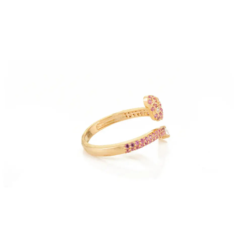 Unique Design Pink Sapphire & Diamond Snake Ring Animal Jewelry 14K Solid Yellow Gold