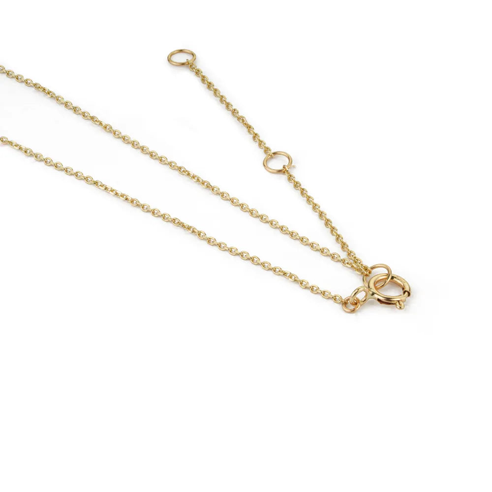 Pear Shape Emerald & Round Cut Diamond Simple Station Chain Necklace For Women's 14K Yellow Gold