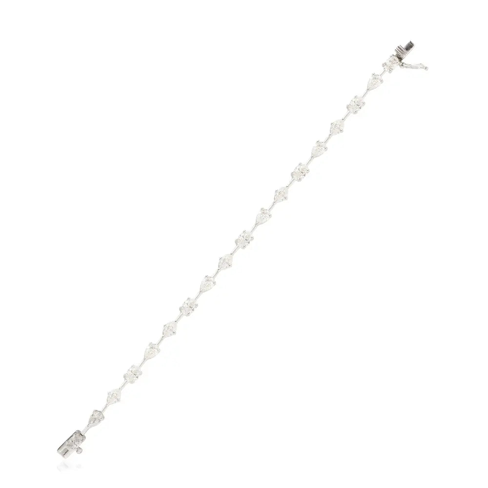 Mixed Cut 100% Natural Diamond 18K White Gold Stackable Tennis Bracelet Women's Jewelry