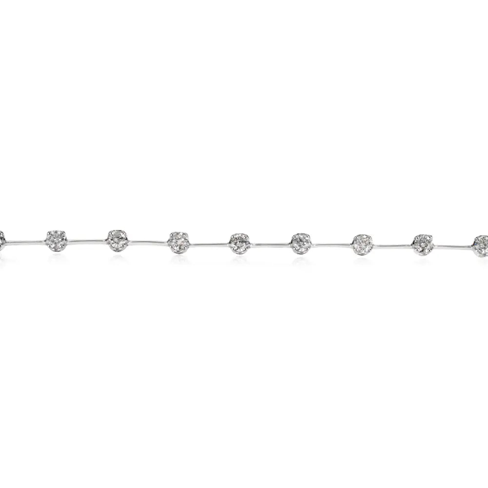 Natural Round Diamond Spaced-Out Sleek Tennis Bracelet Sparkle 14K White Gold Jewelry