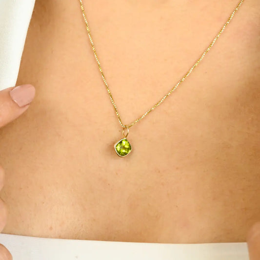 August Birthstone Real 14K Yellow Gold Peridot Minimal Pendant Everyday Jewelry Manufacturer