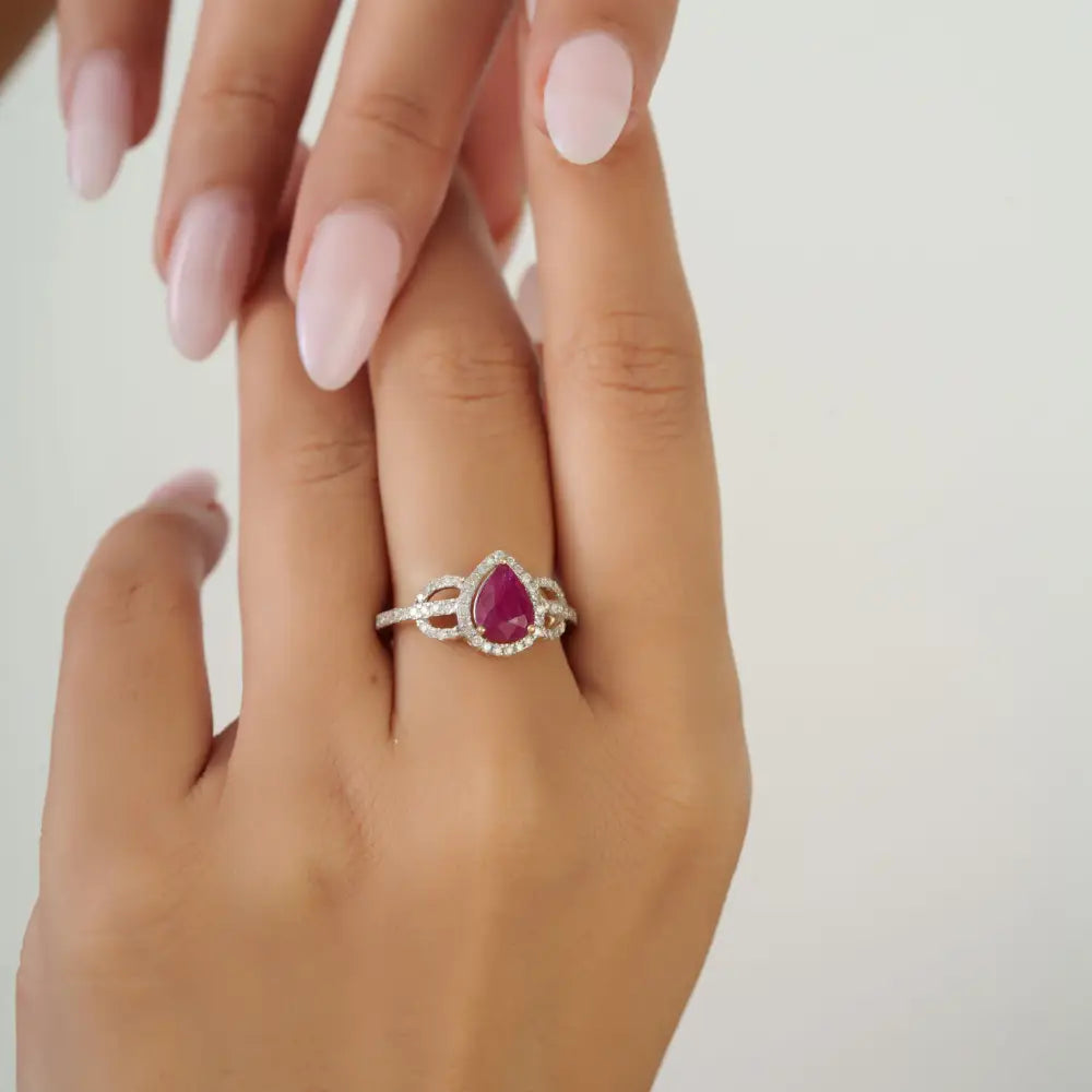 Custom Gemstone Ruby & Diamond 14K Real Yellow Gold Statement Wedding Ring For Women's
