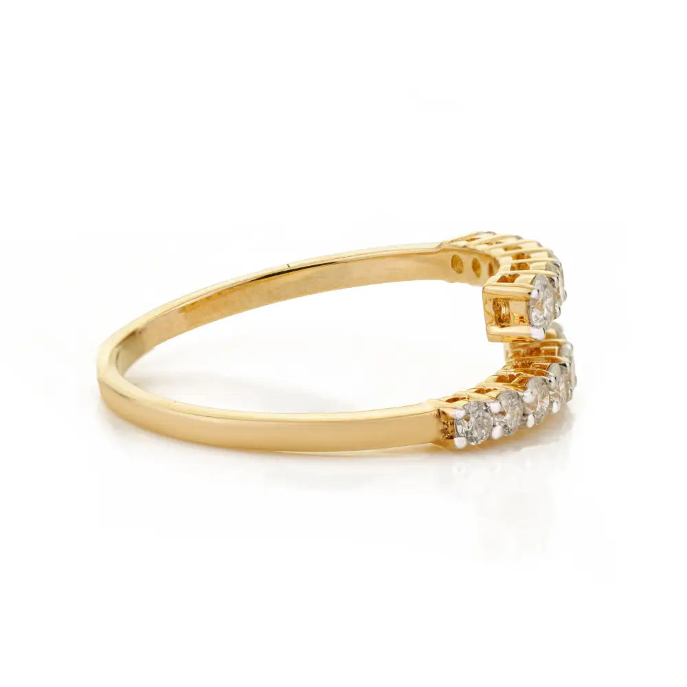 Round Brilliant Cut Diamond K18 Yellow Gold Stackable Bypass Ring Stacked Bulk Jewelry