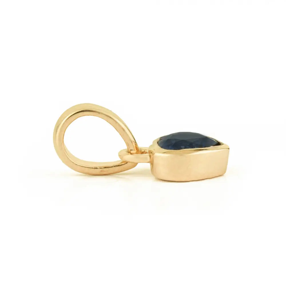 Delicate Blue Sapphire 14K Solid Yellow Gold Heart Shape Minimal Pendant Gift For Her Jewelry