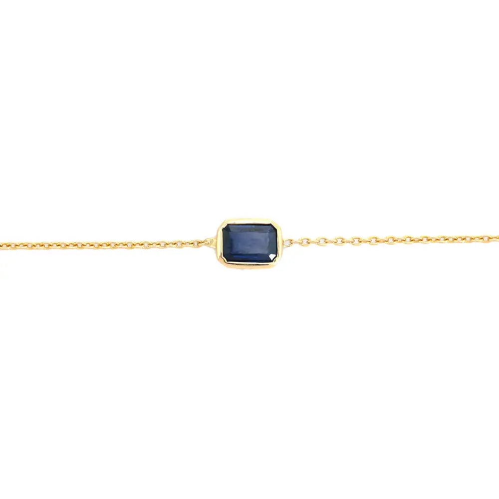 New Latest Design Natural Blue Sapphire Single Stone Bracelet Dainty 14K Solid Gold Jewelry
