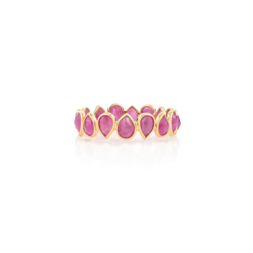 Latest Collection of Genuine Ruby 18K Real Gold Eternity Band Ring Trending Jewelry Supplier