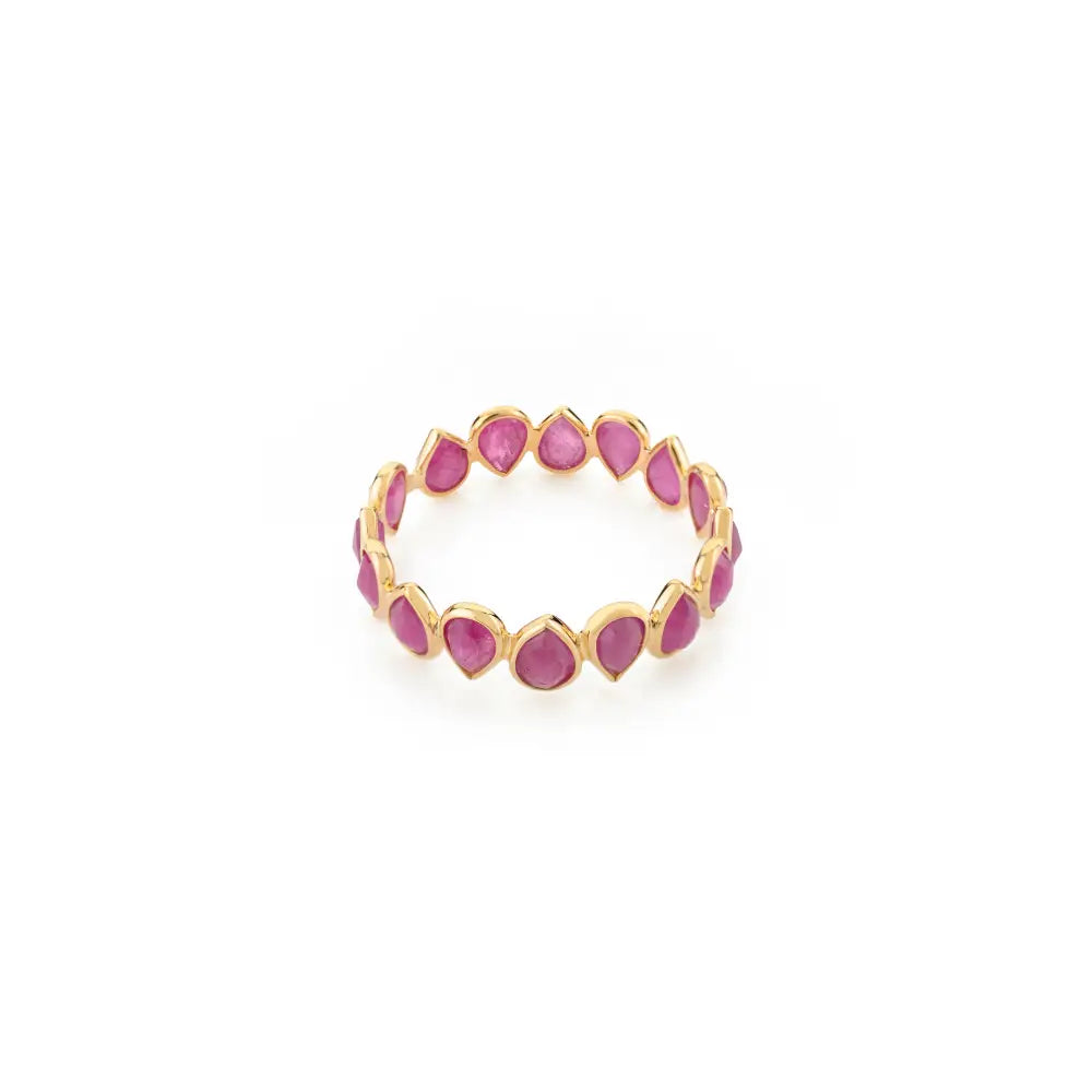 Latest Collection of Genuine Ruby 18K Real Gold Eternity Band Ring Trending Jewelry Supplier