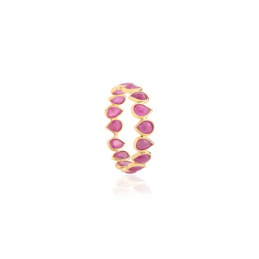 Latest Collection of Genuine Ruby 18K Real Gold Eternity Band Ring Trending Jewelry Supplier