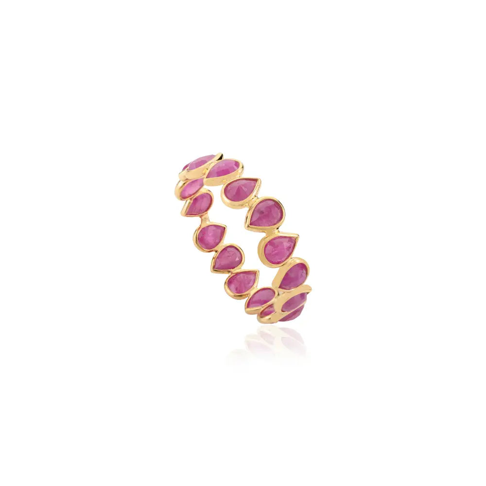 Latest Collection of Genuine Ruby 18K Real Gold Eternity Band Ring Trending Jewelry Supplier
