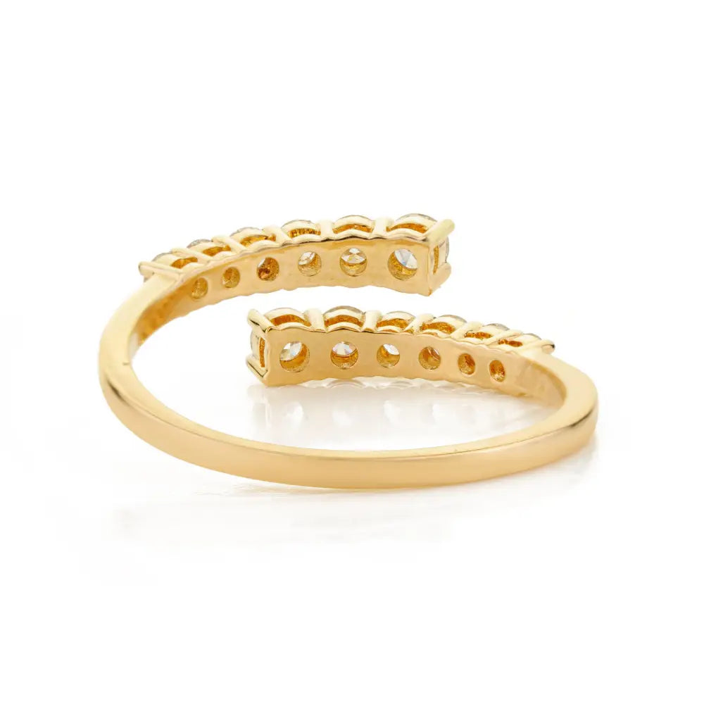 Round Brilliant Cut Diamond K18 Yellow Gold Stackable Bypass Ring Stacked Bulk Jewelry