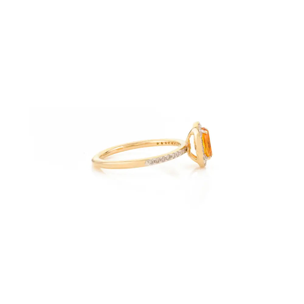 November Birthstone Citrine & Diamond 14K Solid Yellow Gold Halo Set Engagement Ring