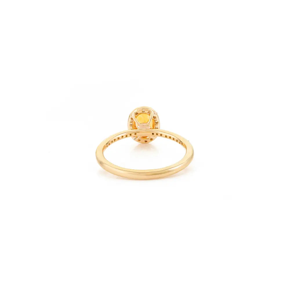 November Birthstone Citrine & Diamond 14K Solid Yellow Gold Halo Set Engagement Ring