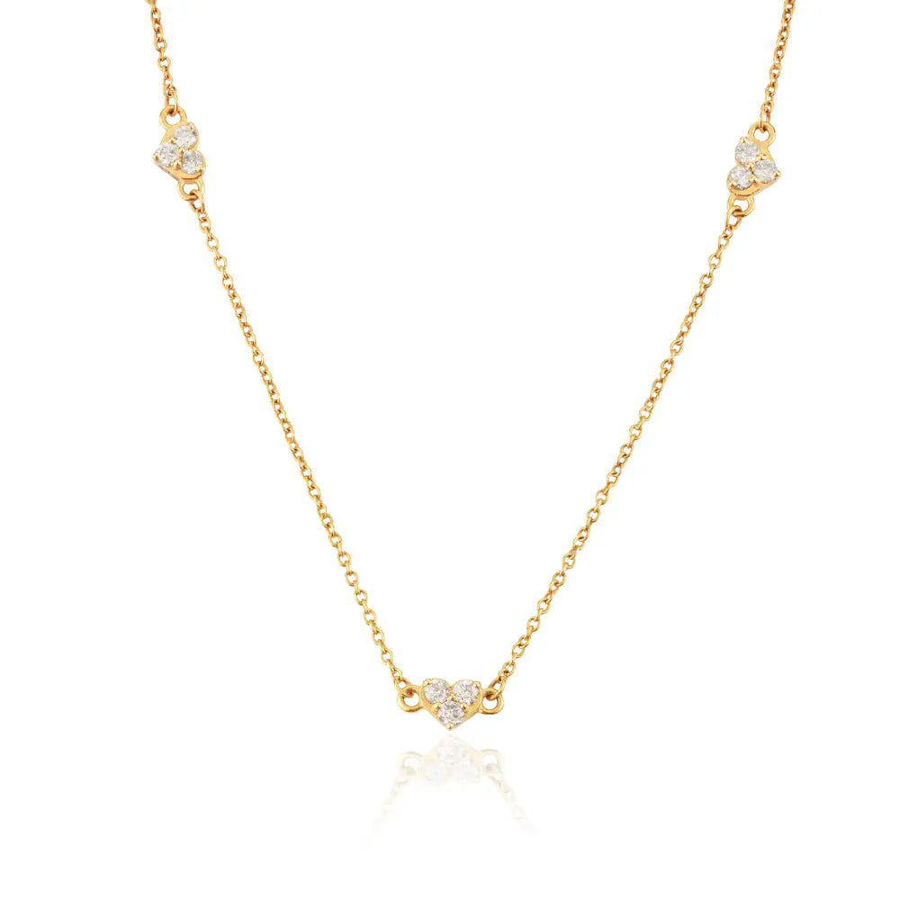 Dainty Fine Real Diamond 14K Yellow Gold Minimalist Heart Shape Necklace Delicate Jewelry