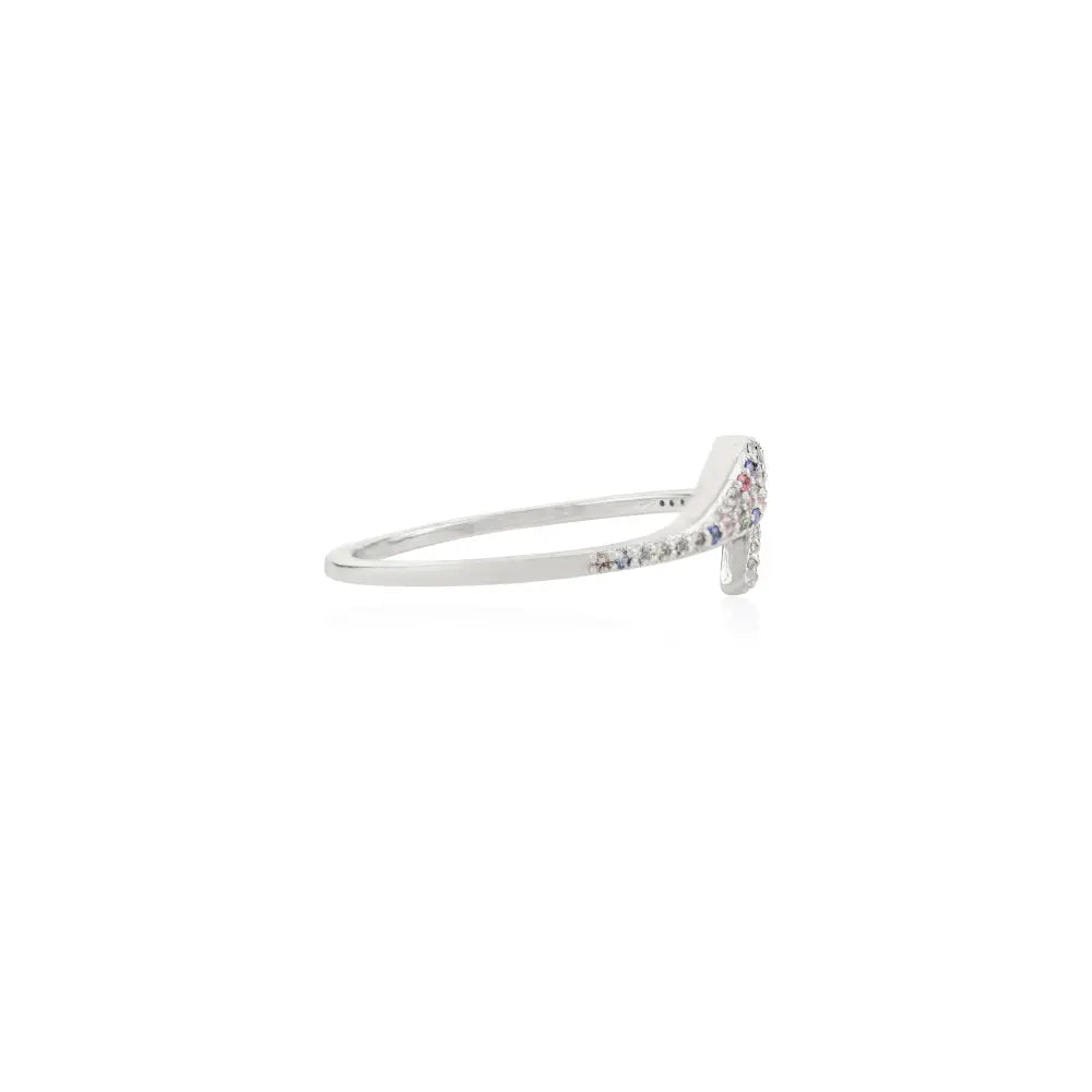 Natural Birthstone Multi Sapphire & Black Diamond Open Snake Stacking Ring Solid 18K Gold