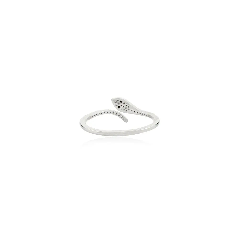 Natural Birthstone Multi Sapphire & Black Diamond Open Snake Stacking Ring Solid 18K Gold