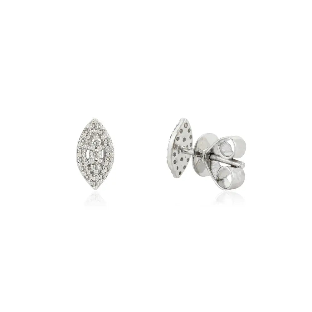 New Design 100% Natural Round Cut Diamond Marquise Shape Stud Earrings 14K White Gold