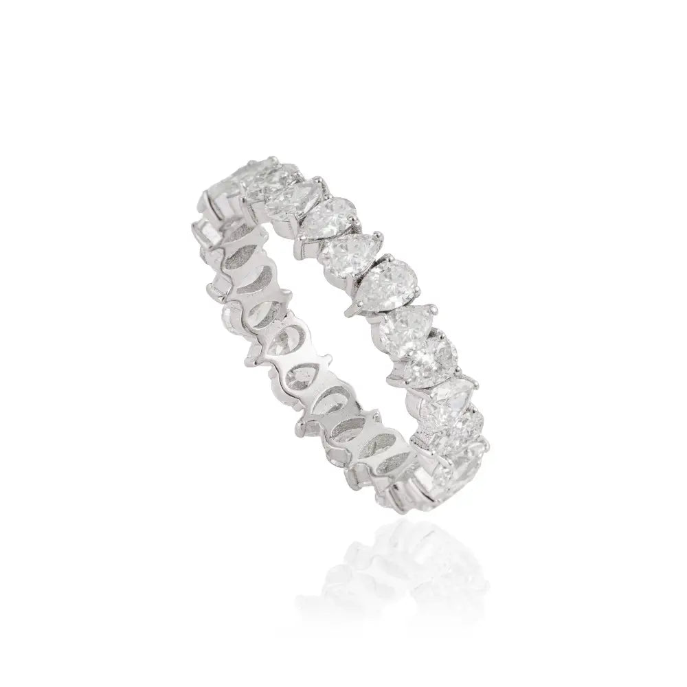 Solid K18 White Gold Natural Diamond Full Eternity Band Ring Custom Bridal Jewelry Supplier