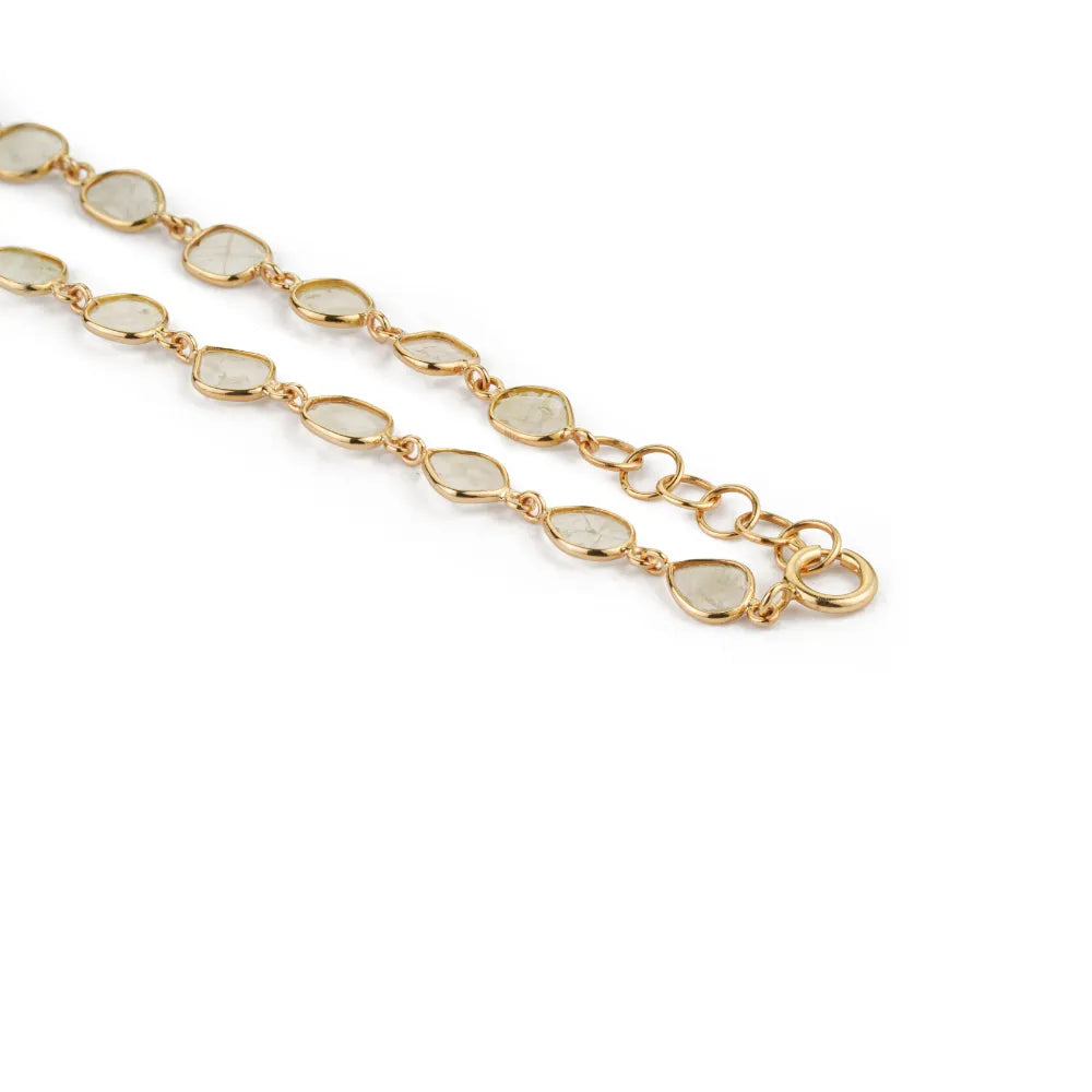 Latest New Arrivals 18K Yellow Gold Genuine Polki Diamond Stackable Station Necklace Anniversary Gift