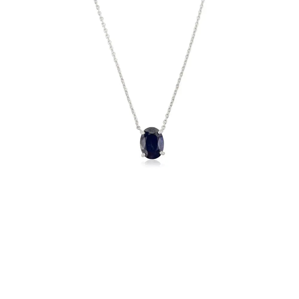 Genuine Oval Cut Blue Sapphire Single Stone Pendant Necklace Simple Everyday Jewelry
