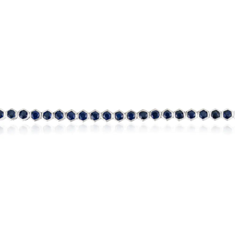 Fine New Collection of Blue Sapphire Stackable Tennis Bracelet Real 14K White Gold Jewelry