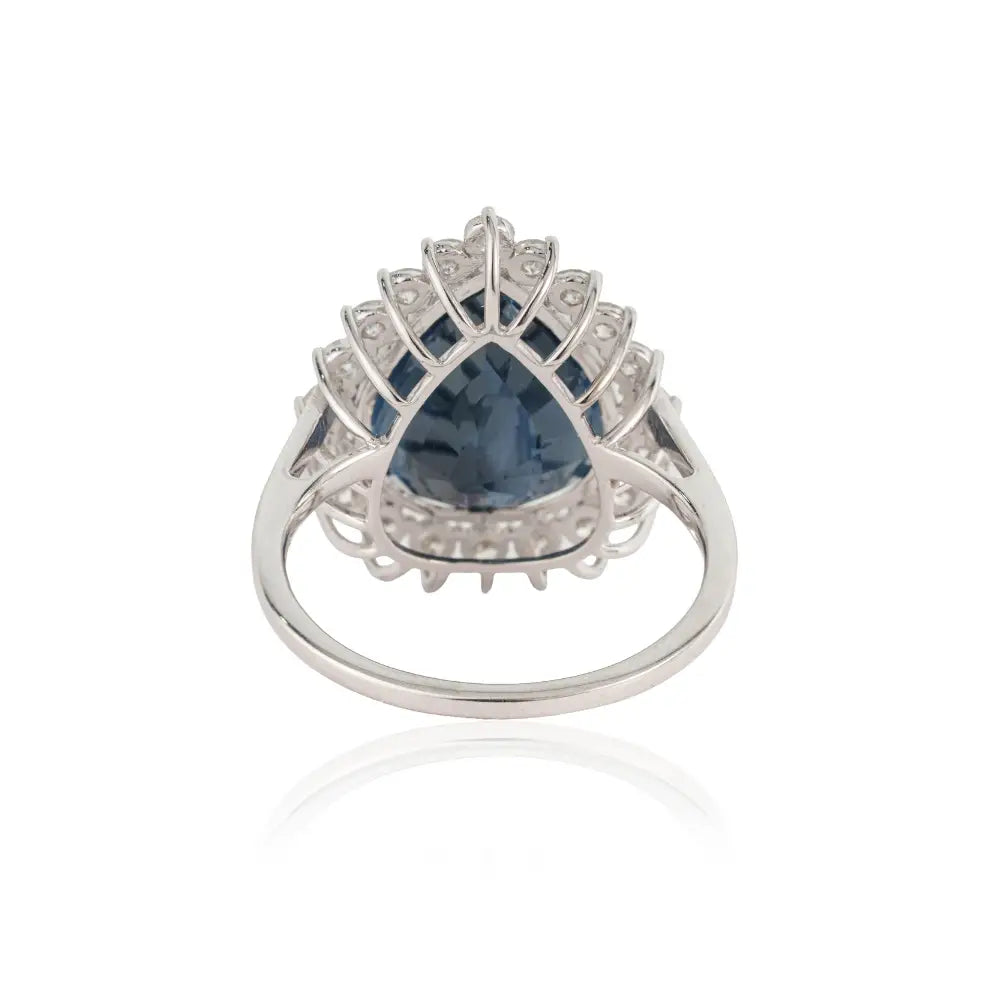 8.42ct. Blue Sapphire & Diamond Pear Shape Cluster Ring Bold Bridal Jewelry 18K Real White Gold