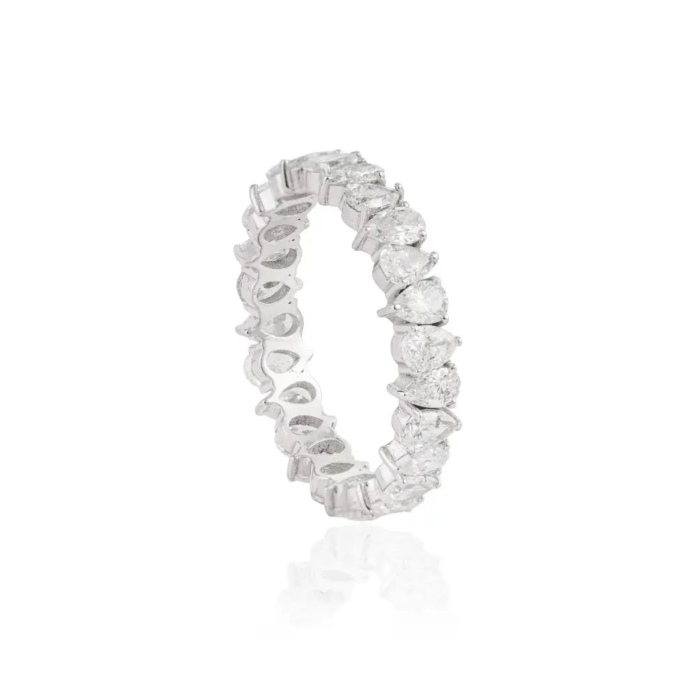 Solid K18 White Gold Natural Diamond Full Eternity Band Ring Custom Bridal Jewelry Supplier