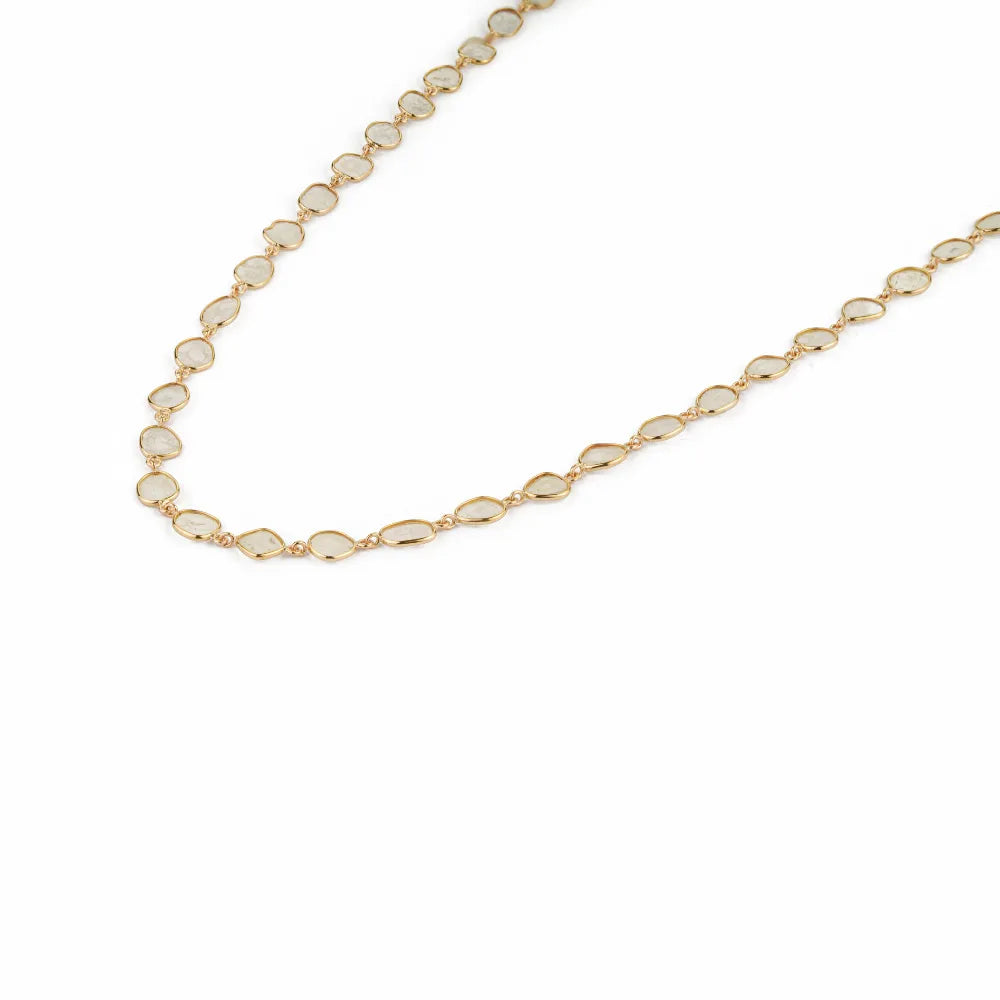 Latest New Arrivals 18K Yellow Gold Genuine Polki Diamond Stackable Station Necklace Anniversary Gift