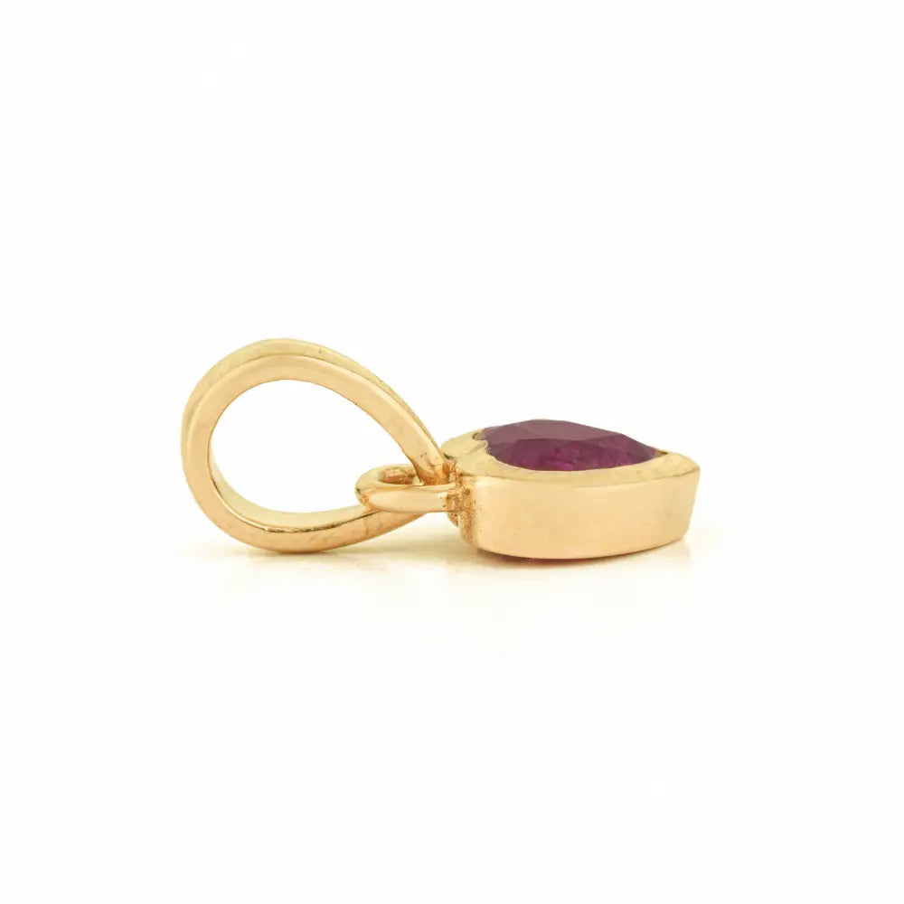 14K Real Yellow Gold Ruby Mini Heart Shape Pendant Minimalist Jewelry Gift For Girlfriend
