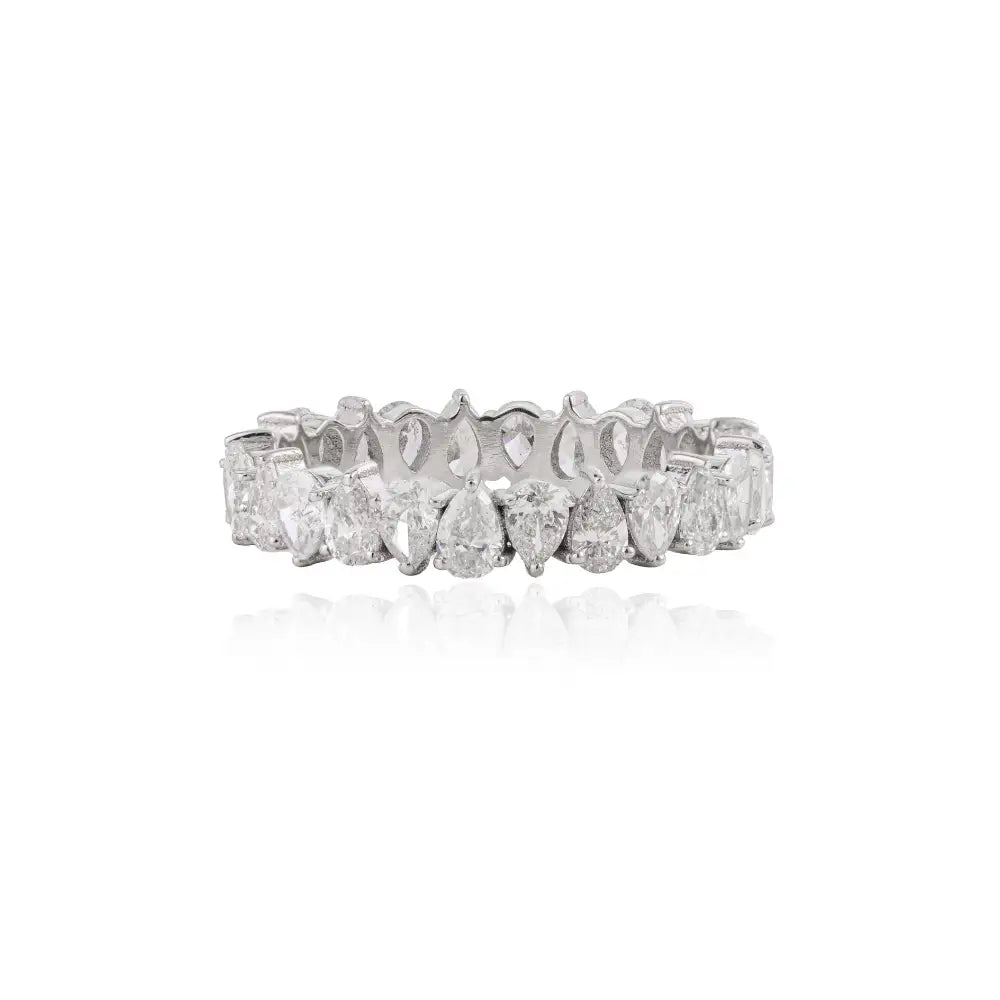 Solid K18 White Gold Natural Diamond Full Eternity Band Ring Custom Bridal Jewelry Supplier