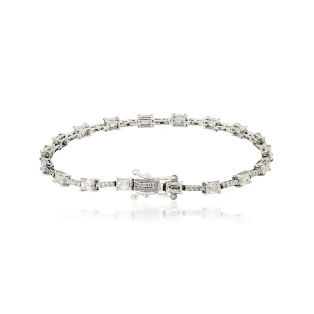 Customized Design Natural Diamond 14K Pure White Gold Handmade Tennis Bracelet Unisex