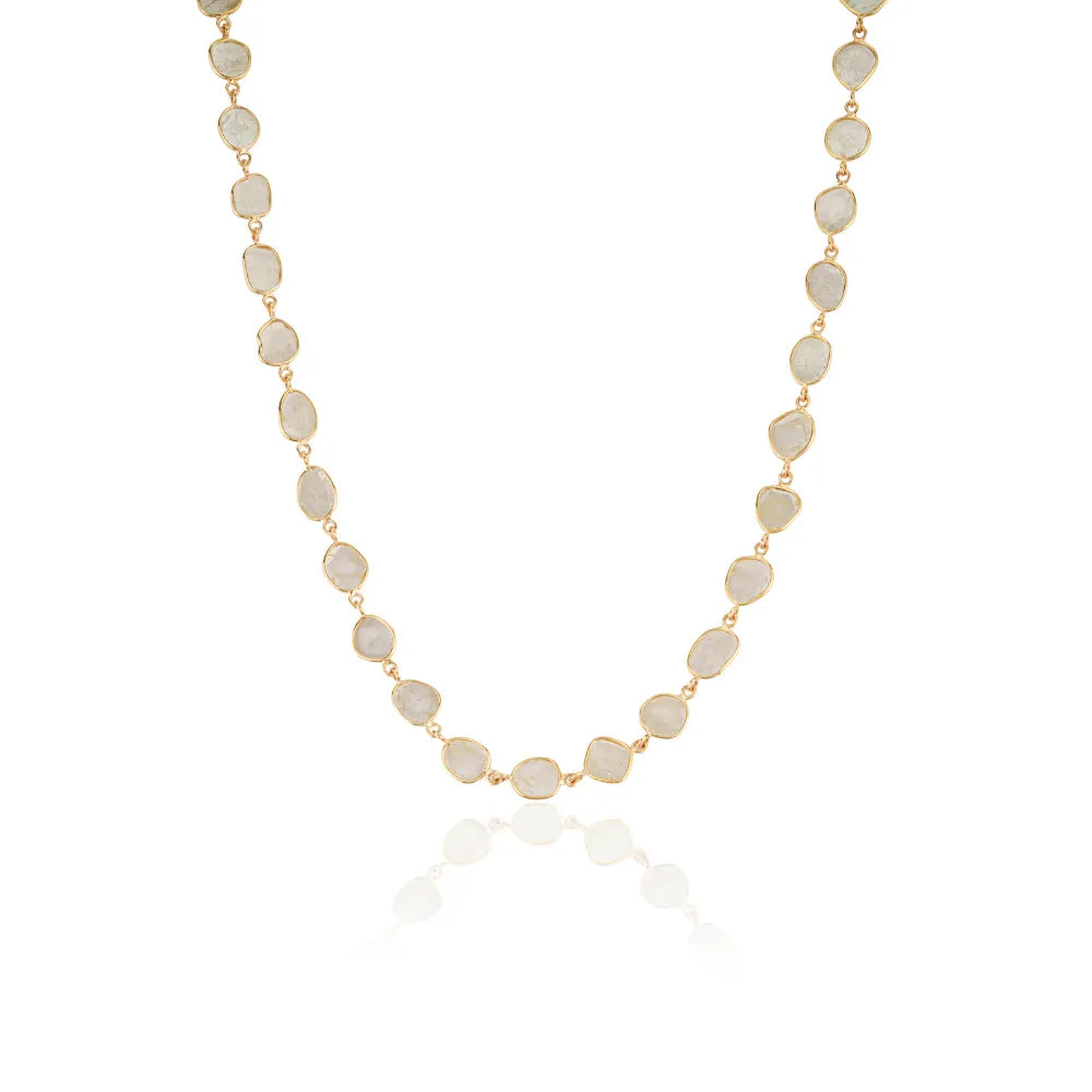 Latest New Arrivals 18K Yellow Gold Genuine Polki Diamond Stackable Station Necklace Anniversary Gift