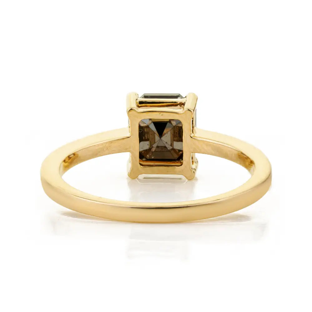 Latest Design 14K Pure Yellow Gold Black Diamond Solitaire Ring Custom Jewelry Supplier