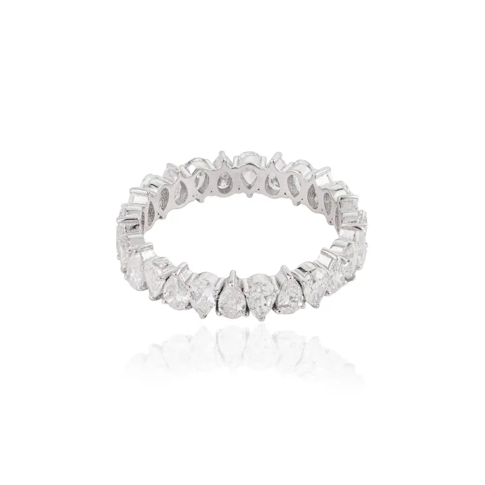 Solid K18 White Gold Natural Diamond Full Eternity Band Ring Custom Bridal Jewelry Supplier