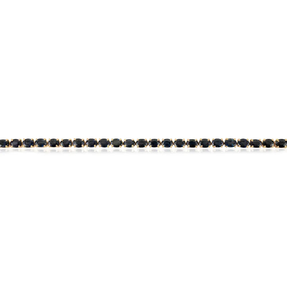 Latest Design Blue Sapphire 14K Real Yellow Gold Stackable Tennis Bracelet Wedding Gift